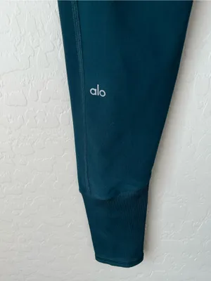 Lululemon Alo yoga High-Waist Alosoft Lounge Leggings midnight green large ribbed waist thumbnail 9