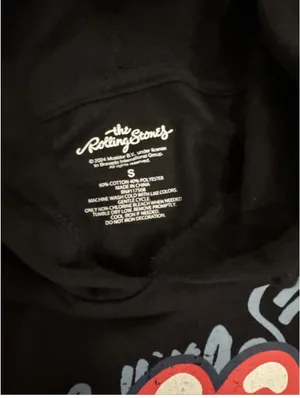 The Rolling Stones 76' World Tour Black Hoodie Sweatshirt Mens Small NWT thumbnail 3