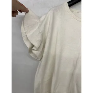 Madewell Womens Ivory Flutter Sleeve Round Neck Pullover Sweater Boho Small 4-6 thumbnail 4
