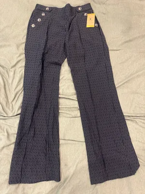 Navy blue with white pinstripe flare pants Size L thumbnail 1