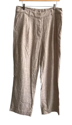 Old Navy Linen Blend Wide Leg Pants Women Large Tan Coastal Minimalist High Rise thumbnail 1