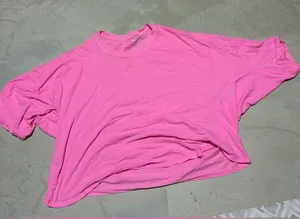 aerie Bright Pink Oversized Crew Tee small thumbnail 1