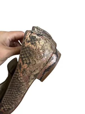 SAM EDELMAN Snake Print Leather Tan Loafers Flats Size 8 thumbnail 5