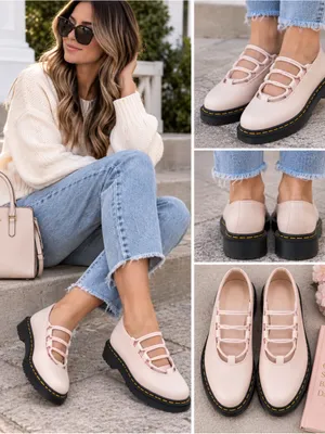 Dr. Martens Pale Pink Mary Jane Loafers with Black Platform Sole size 8 thumbnail 2