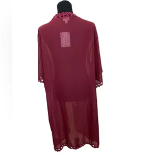 LulaRoe Chloe wine boho chiffon open duster thumbnail 3