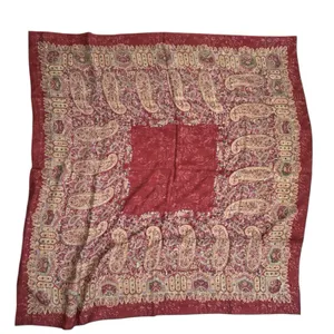 Ralph Lauren Burgundy Gold Silk Large Square Scarf Old Money Quiet Luxury thumbnail 2