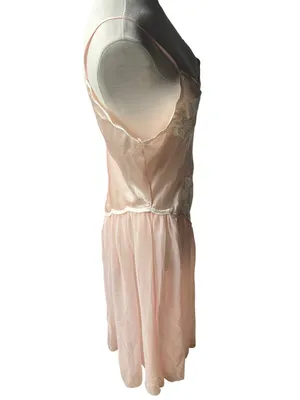 Vintage Victorias Secret Pink Satin & Sheer Embroidered Nightgown Slip Dress M thumbnail 7