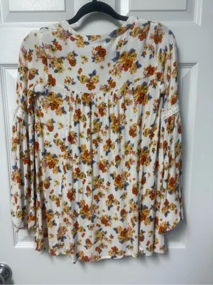 Forever 21 White Floral Lace-Trim Boho Tunic thumbnail 4