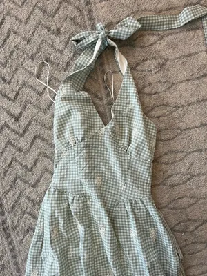 Gingham ZARA Dress Maxi Halter thumbnail 2