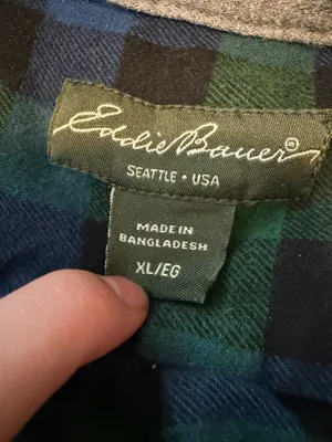 Eddie Bauer blue and green cotton flannel thumbnail 4