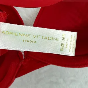Adrienne Vittadini Studio Bra Size 36B Red Plunge Push‎ Up Mesh Accents thumbnail 4