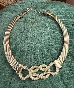 Aldo Gold Tone Love Knot Cleopatra Medusa Snake Head Dynasty Glam Necklace thumbnail 1