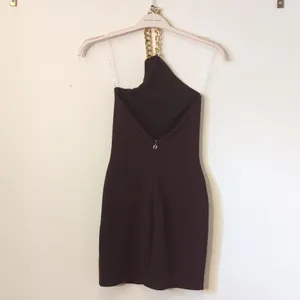 NWT Nookie Scandal Mini Sz S Chocolate Brown Chain Halter Party Mini Dress Sexy thumbnail 4