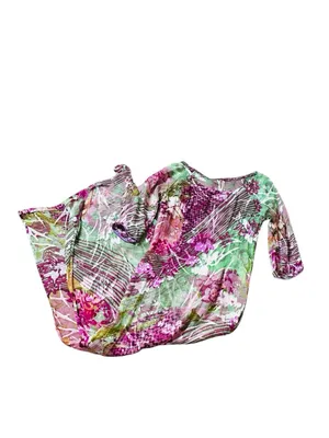 Womens Silk Floral Burnout Sheer Kaftan Dress Slits Boho Chic Maximalist Summer thumbnail 8