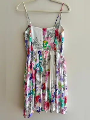 Amanda Uprichard Mai Tai Dress, Size Large, Floral Silk Garden Party Mini Dress thumbnail 8
