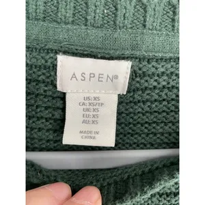 Aspen Women Sweater Dark Green Mixed Ribbed Knit Crew Neck XS thumbnail 5