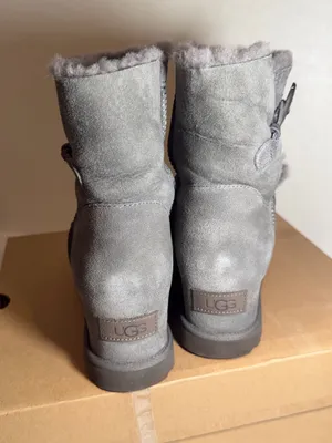 UGG Gray Suede Shearling Ankle Booties thumbnail 4