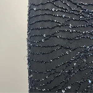Vintage Scala Black Fully Beaded 100% Silk Whimsigoth Midi Evening Dress Wedding thumbnail 9