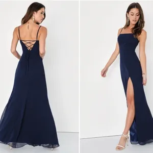 LULU's Bridesmaid Prom Wedding Flowy Romantic Lace-Up Back Sexy Maxi thumbnail 4