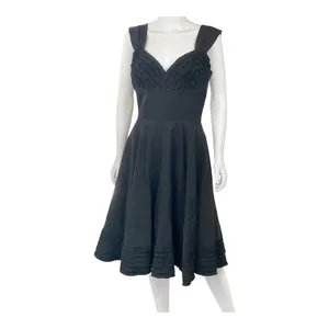 Candice Gwinn New Orleans Black Dress Ruffle Trim Fit‎ & Flare Midi Party Sz 8 thumbnail 2