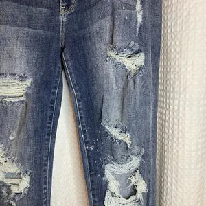 Judy Blue Ripped Boyfriend Jeans in Dark Blue thumbnail 2