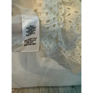 Lulus White Eyelet Cotton Ruffle Mini Dress Sleeveless Fit & Flare‎ Medium thumbnail 3