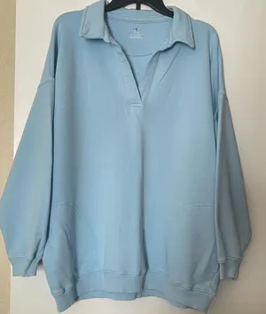 Aerie Sweatshirt Oversized size M Blue Long Sleeve V Neck thumbnail 1