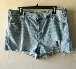 Aerie Daydream Denim Elastic Distressed Shorts Size XL thumbnail 1