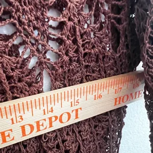 Brown Crochet Knit‎ Short Sleeve Peplum Top Sz Small Boho Vacation Y2K Beach thumbnail 3