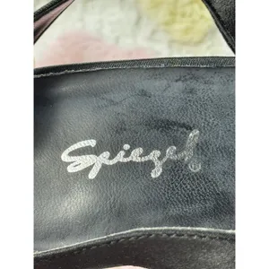 Spiegel Black Satin Peep Toe‎ Slingback Stiletto Heels Leather Sole 7.5B F8065 thumbnail 6