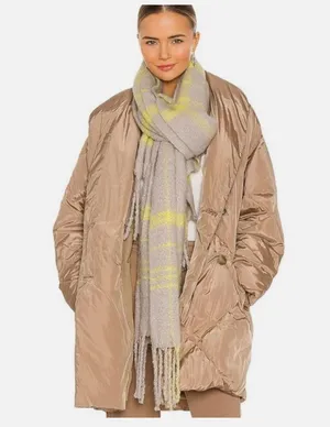 Free People Prep Brushed Plaid Blanket Scarf One Size / Sand Combo thumbnail 2