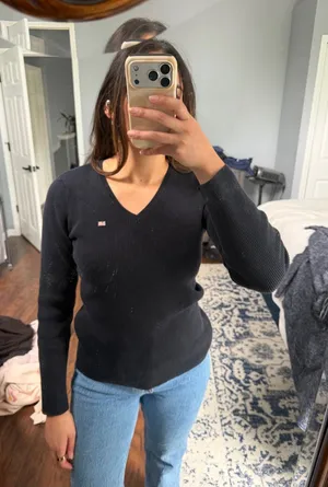 Ralph Lauren Vintage Polo V-Neck Ribbed Sweater thumbnail 1
