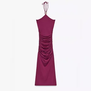 NWT ZARA HALTER SUN POLYAMIDE DRESS SIZE M thumbnail 9