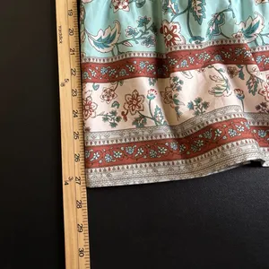 Bohemian Floral Long Sleeve Peasant Dress XL‎ Cottagecore Turquoise Rust Hippie thumbnail 7