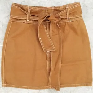 Forever 21- Orange/Brown High Waist Retro Tie Belted Denim Skirt thumbnail 2