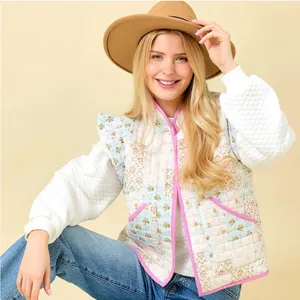 Main Strip Floral Quilted Vest With Ruffles‎ thumbnail 1