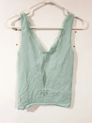 Wolford Mint Green Mesh Cutout Sleeveless Stretch Top Size Small thumbnail 5
