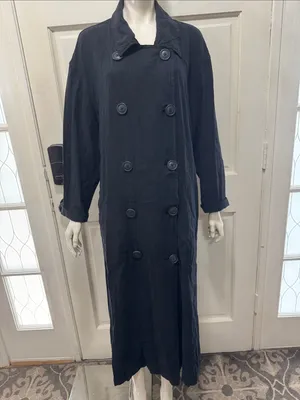 Free People Sweet Melody Trench Coat Black Lightweight Slouchy Linen Blend S-M thumbnail 4