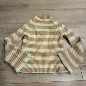 Maeve x Anthropologie Mock Neck Striped Sweater Bell Sleeve Size XS thumbnail 8