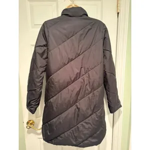 United Colors of Benetton Black Down Puffer Coat‎ Y2K Gorpcore Long Jacket L thumbnail 3