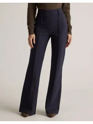Quince Ultra Stretch Ponte Flare Leg Pants Pull On Navy Blue Womens Size M thumbnail 7