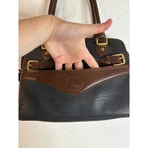 Vintage Dooney & Bourke Black and Tan Satchel All Weather Leather No Strap thumbnail 9