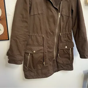 Zara Basic Brown Womens Parka Jacket Small thumbnail 2