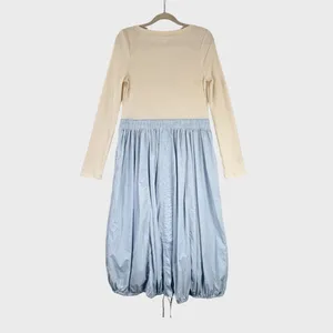Anthropologie Daily Practice Midi Dress Blue Twofer V Neck Ribbed Stretch Medium thumbnail 3