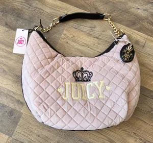 NWT Juicy Couture Blush Pink Quilted Velour Hobo Shoulder Bag Y2K thumbnail 1