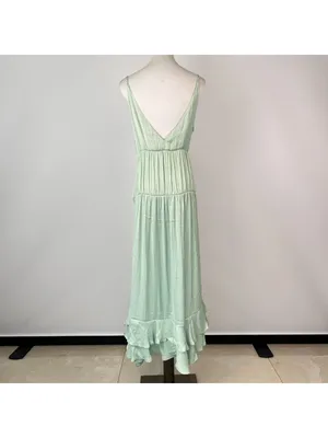 NWOT Farm Rio Tiered Ruffled Sleeveless V-neck Midi Dress Green Sz M thumbnail 10