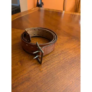 Casual Brown Perforation Casual 1.75" Wide Leather Belt Waist Xl thumbnail 2