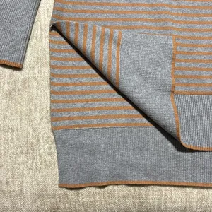 Small Anthropologie Sweater cowl neck grey and tan bell sleeve slits thumbnail 4