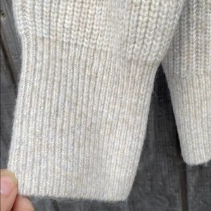 New 1X FRYE AND CO. Cream Textured Knit Crew Neck Sweater Key Hole Tie Collar thumbnail 4