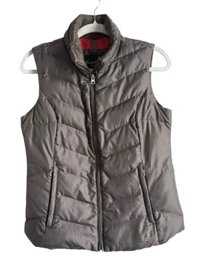 Eddie‎ Bauer Down Puffer Vest Women’s Small Brown Full Zip Outdoors EB550 thumbnail 1
